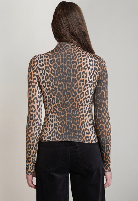 Dex Leopard Mock-Neck Top