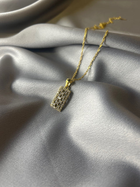 Hollow  Checkered Necklace - 2 Colours