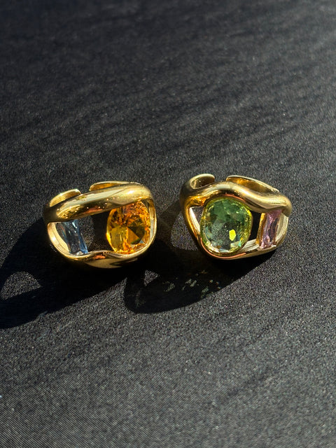 Ernest & Kelly Diana Gold Statement 2 Stone Ring - 2 Colors