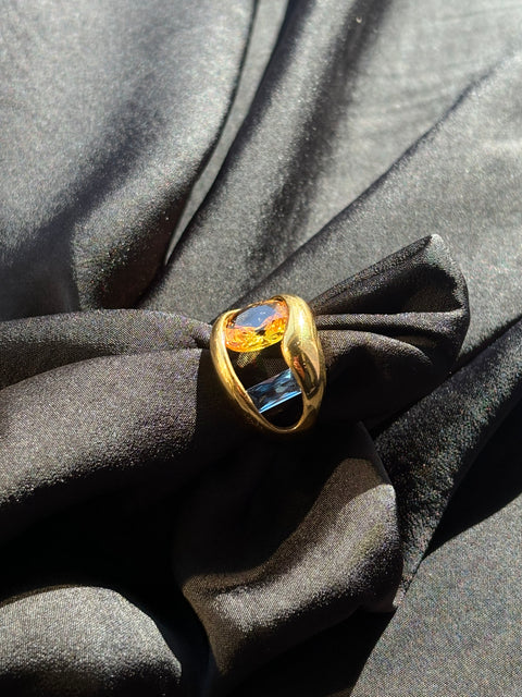 Ernest & Kelly Diana Gold Statement 2 Stone Ring - 2 Colors