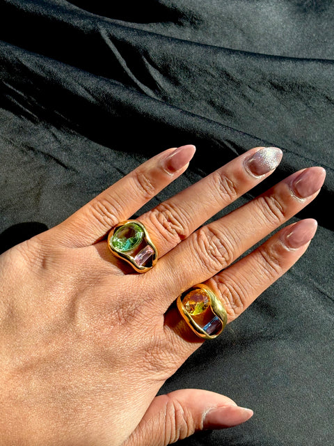 Ernest & Kelly Diana Gold Statement 2 Stone Ring - 2 Colors