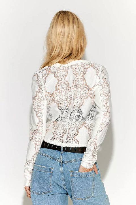 Free People Jae Lace Knit Long Sleeve Top