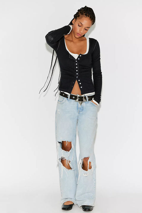 Free People End Game Pointelle Top