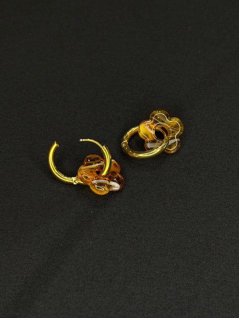 Ernest & Kelly Small Floral Hoop Earrings- 4 Colours