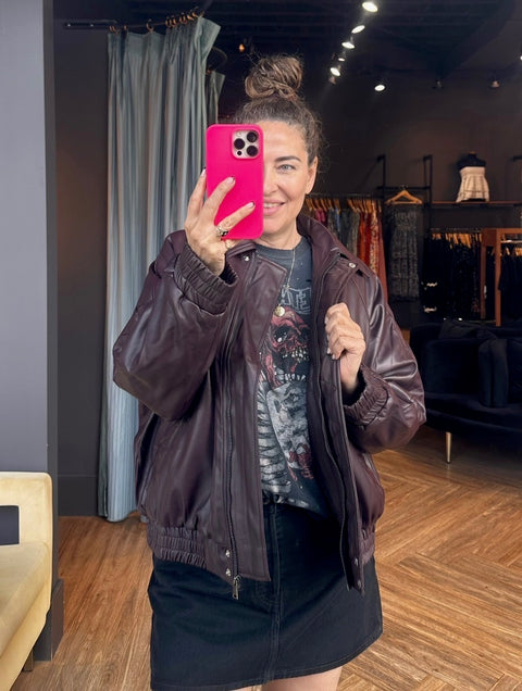 Brunette The Label Christine Leather Bomber Jacket - 2 Colors