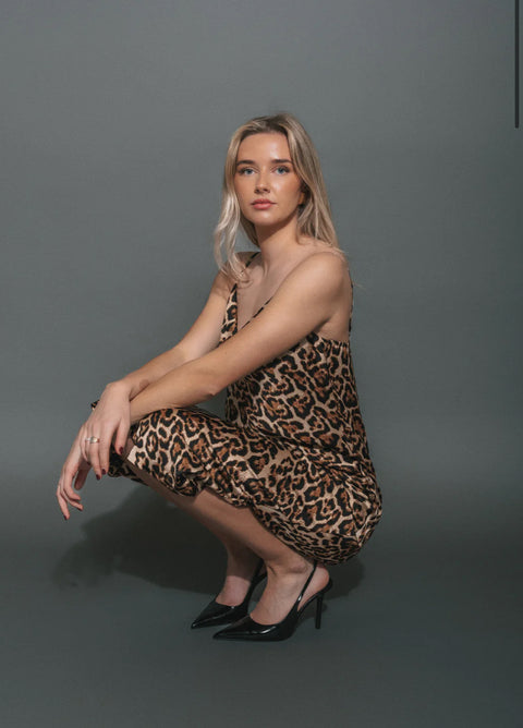 Brunette The Label Leopard Crepe Maxi Dress