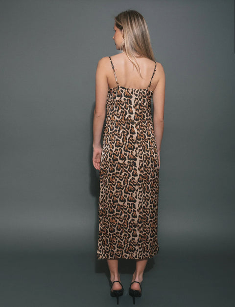 Brunette The Label Leopard Crepe Maxi Dress