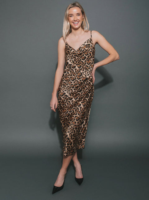 Brunette The Label Leopard Crepe Maxi Dress