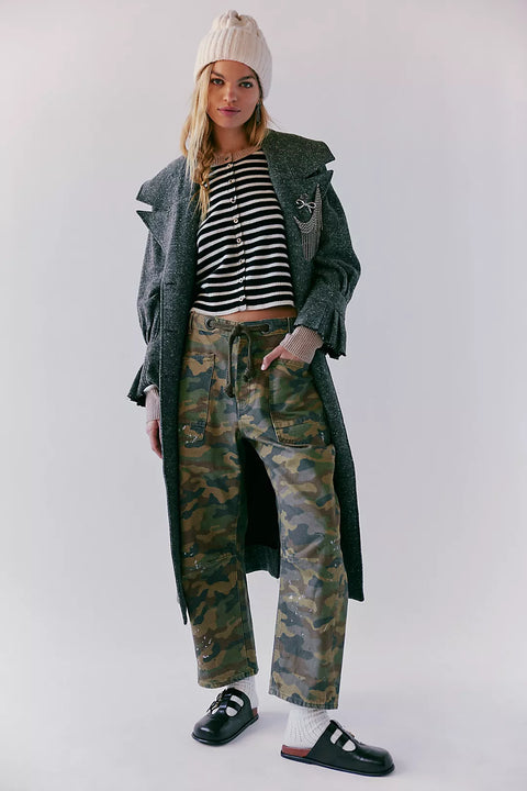 Free People Printed Pull Moxie Barrel Jeans