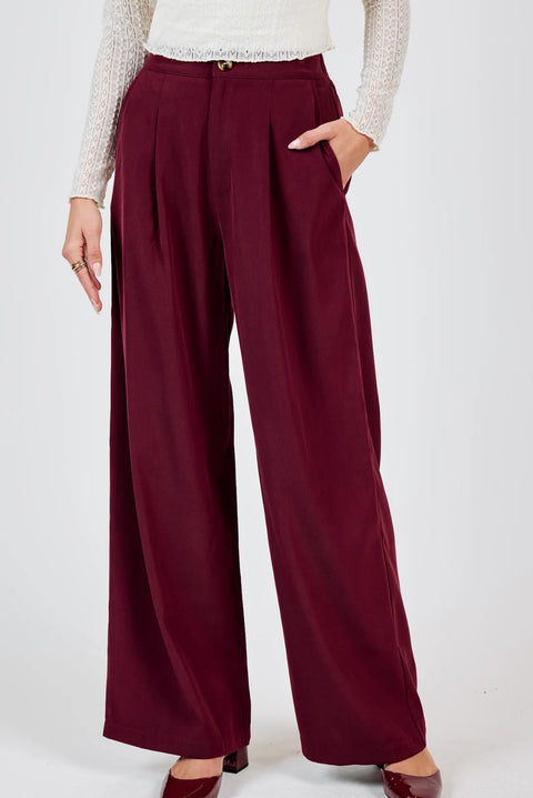 Sadie & Sage Silent Streets Wide Leg Pleated Pants