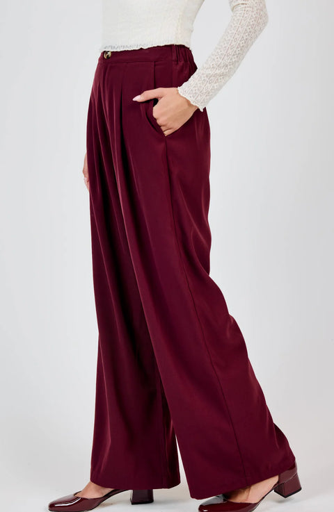 Sadie & Sage Silent Streets Wide Leg Pleated Pants