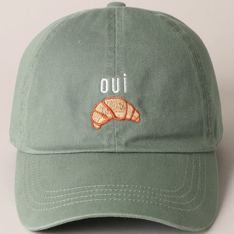 Oui Croissant Embroidered Baseball Cap- 2 Colours