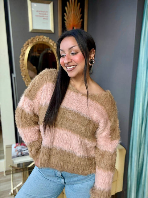 Sadie & Sage Bry Fuzzy Striped Sweater