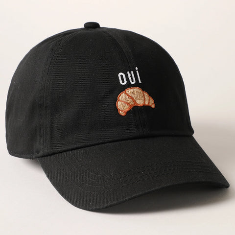 Oui Croissant Embroidered Baseball Cap- 2 Colours