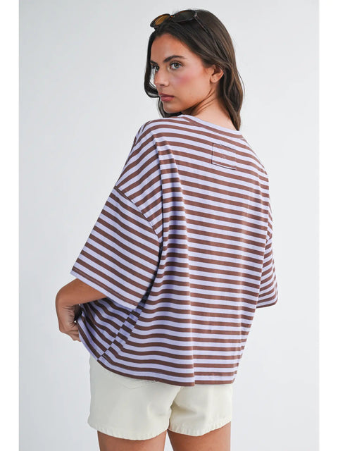 Leah Oversized Stripe Boyfriend Tee-4 Colours