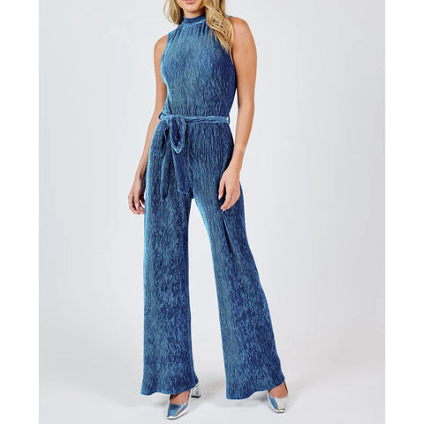 Sadie & Sage Lorelai Pleated Velvet Jumpsuit