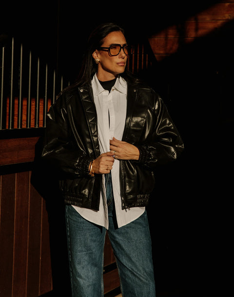 Brunette The Label Christine Leather Bomber Jacket