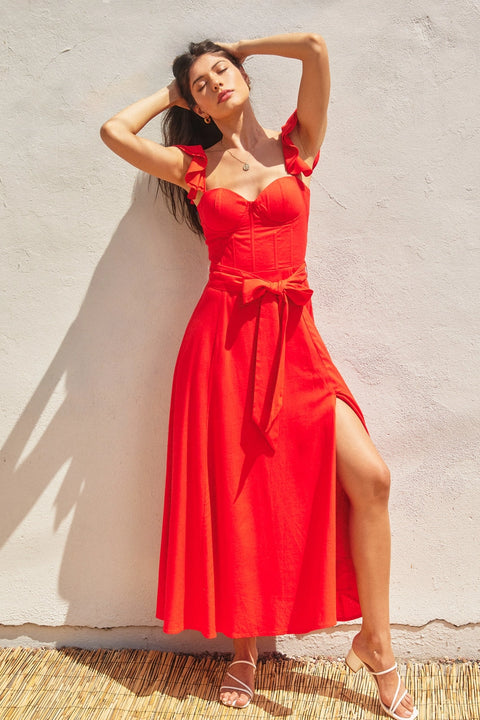 Corset Flutter Midi Dress