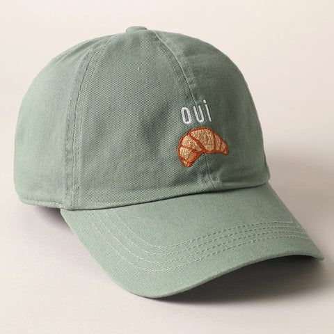 Oui Croissant Embroidered Baseball Cap- 2 Colours