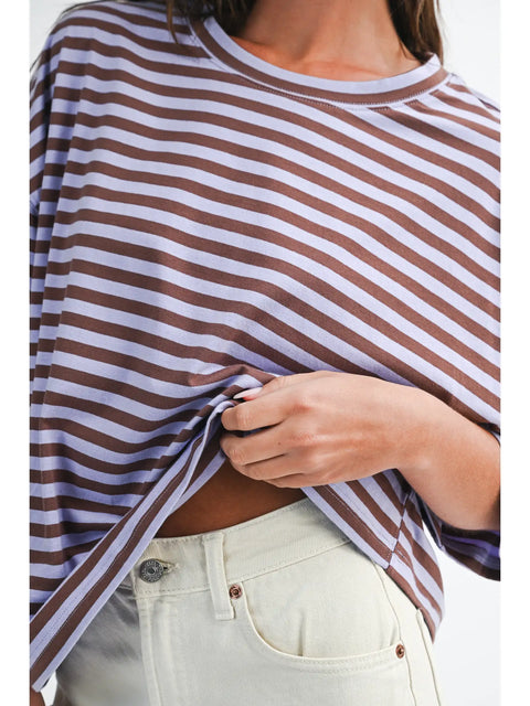 Leah Oversized Stripe Boyfriend Tee-4 Colours