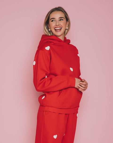 Brunette The Label All Over Heart Core Hoodie