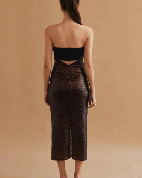 Espresso Sequin Midi Dress