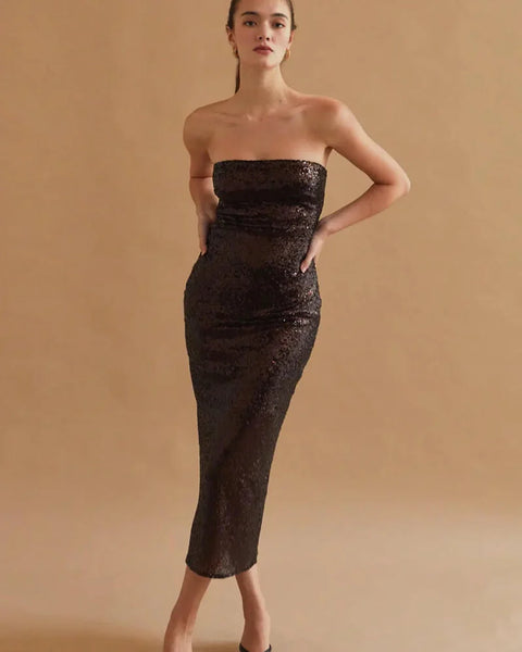 Espresso Sequin Midi Dress