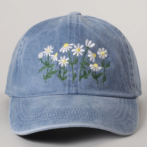 Daisy Bloom Embroidered Baseball Cap