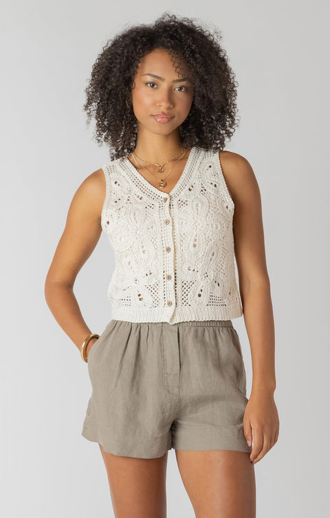 Room 34 Lauren Crochet Buttoned Vest