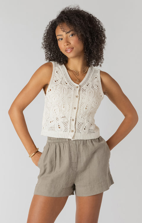 Room 34 Lauren Crochet Buttoned Vest