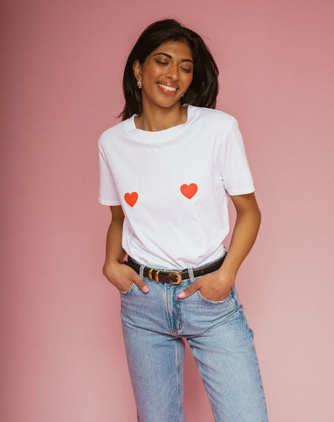 Brunette The Label Classic Double Heart Tee