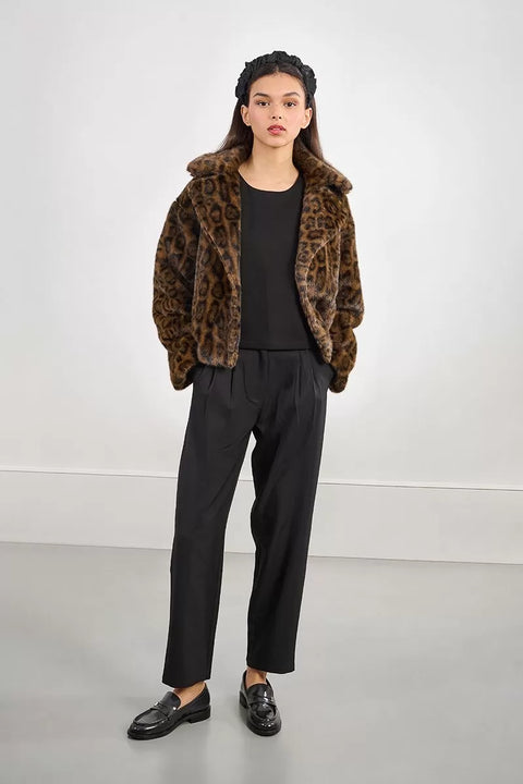 Molly Bracken Roya Leopard Faux Fur Coat