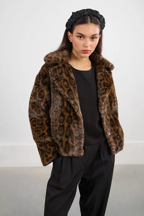 Molly Bracken Roya Leopard Faux Fur Coat