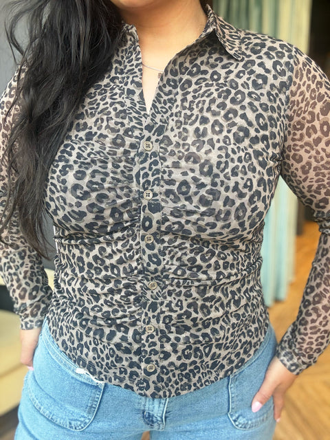 Dex Leopard Mesh Shirt - Extended Sizes