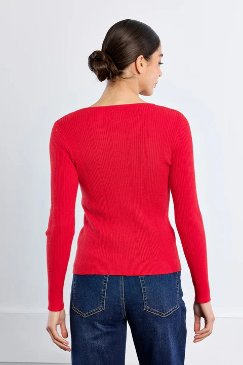 Molly Bracken Heart Cut-Out Long Sleeve Top - 2 Colour