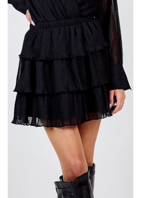 Sadie & Sage Gathering Pleated Layered Mini Skirt
