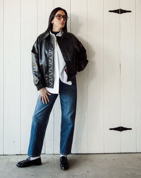 Brunette The Label Christine Leather Bomber Jacket