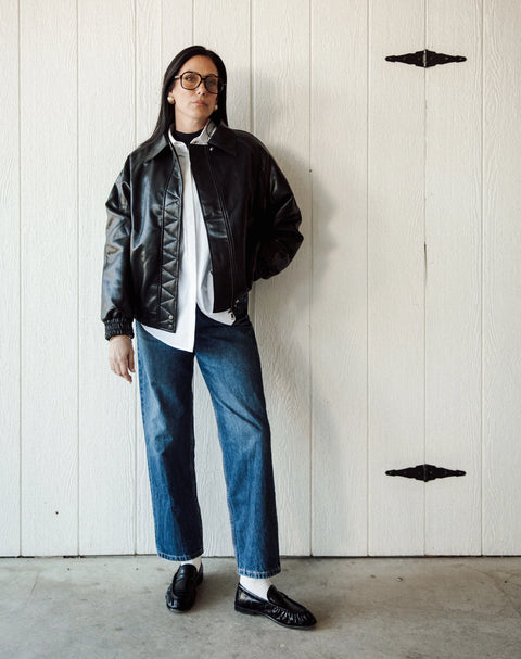 Brunette The Label Christine Leather Bomber Jacket