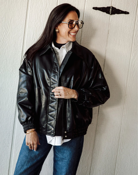 Brunette The Label Christine Leather Bomber Jacket