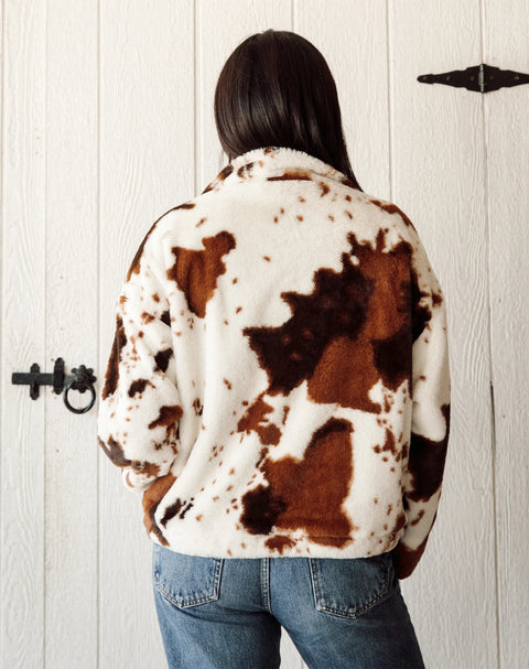Brunette The Label Cowprint Half Zip Jacket