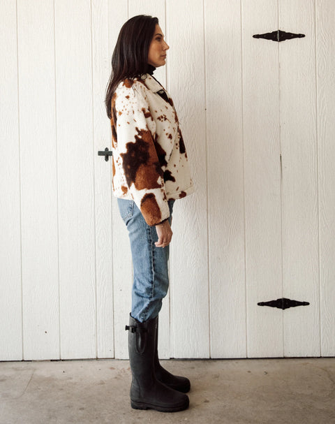 Brunette The Label Cowprint Half Zip Jacket