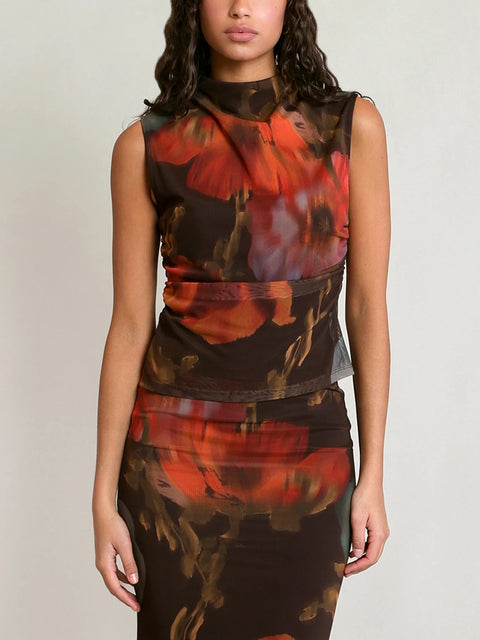 Dex Mesh Floral Top
