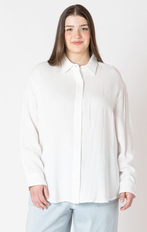 Cascade Textured Button Up Blouse- 2 Colours-Extended Sizes