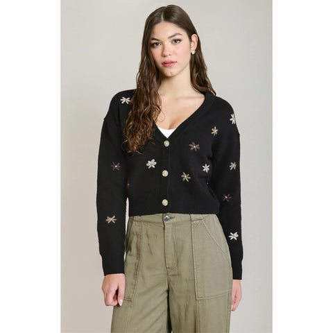 Dex Embroidered Flower Cardigan