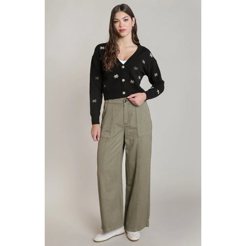 Dex Embroidered Flower Cardigan