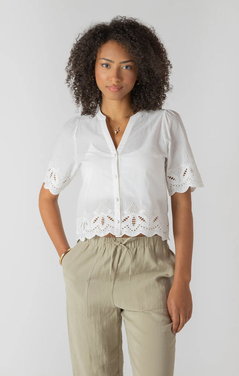 Room 34 Isabelle Eyelet Trim Blouse
