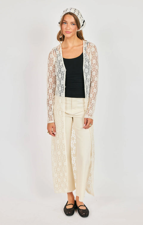 Sadie & Sage Letters Lace Long Cardigan