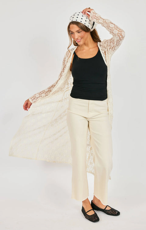 Sadie & Sage Letters Lace Long Cardigan