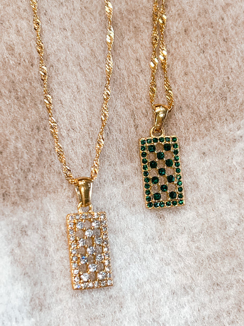Hollow  Checkered Necklace - 2 Colours